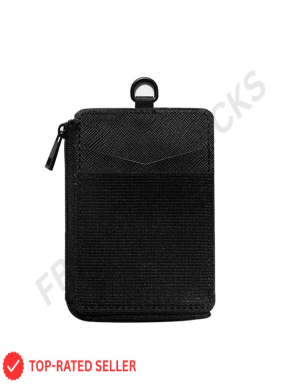 Slim Minimalist Vertical Card Holder Wallet with D-Ring, Microfiber Leather
